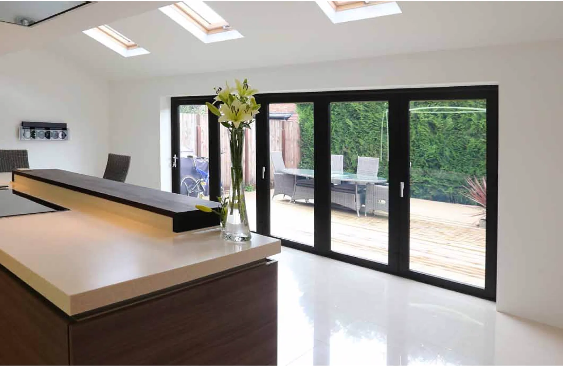 Bifolding doors opening onto a garden